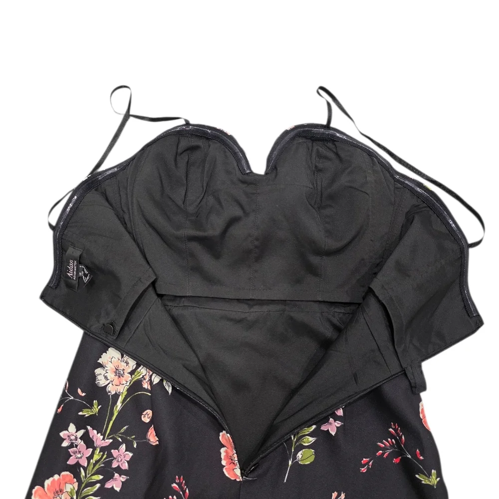 AIDAN MATTOX‎ FLORAL STRAPLESS COLUMN GOWN 0